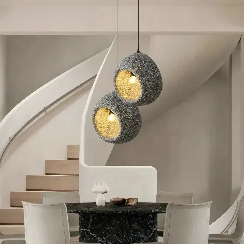 Janpanese Wabi-sabi Bird Nest Lampshade Shape LED Pendant Lights Indoor Art Plated Lamps for Bedroom Home Decoration Chandeliers