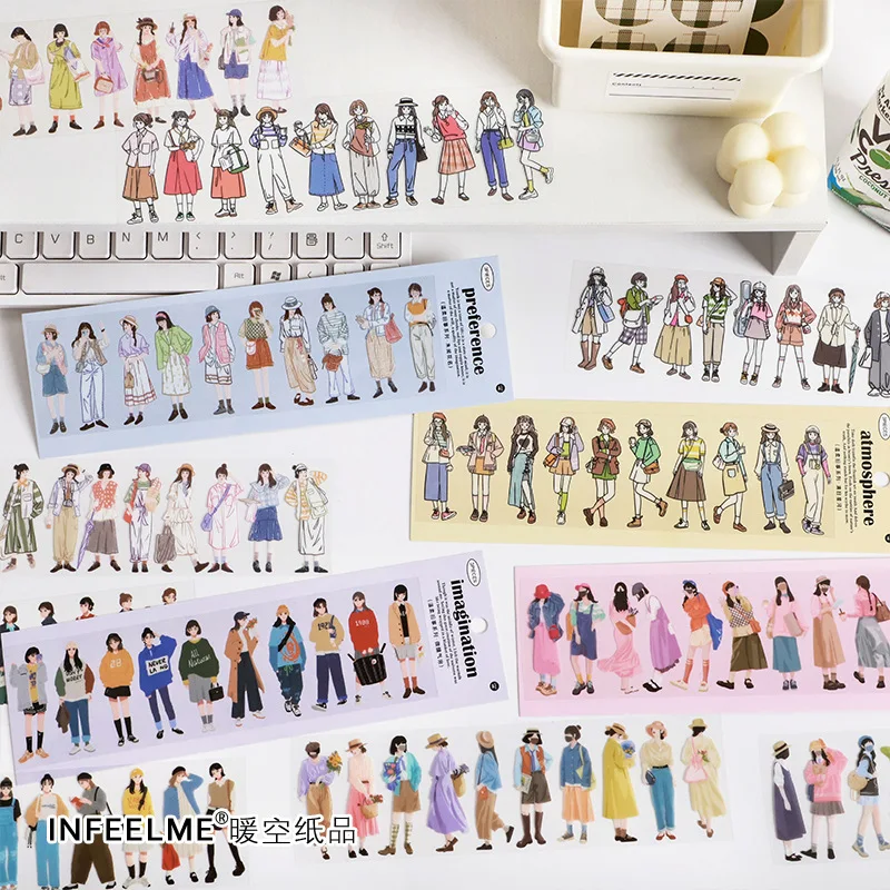 3 Sheet Cute Fashion Girls Stickers Collage Junk Journal Planner Japanese Style  Paper Doll Stickers Album Scrapbooking Material