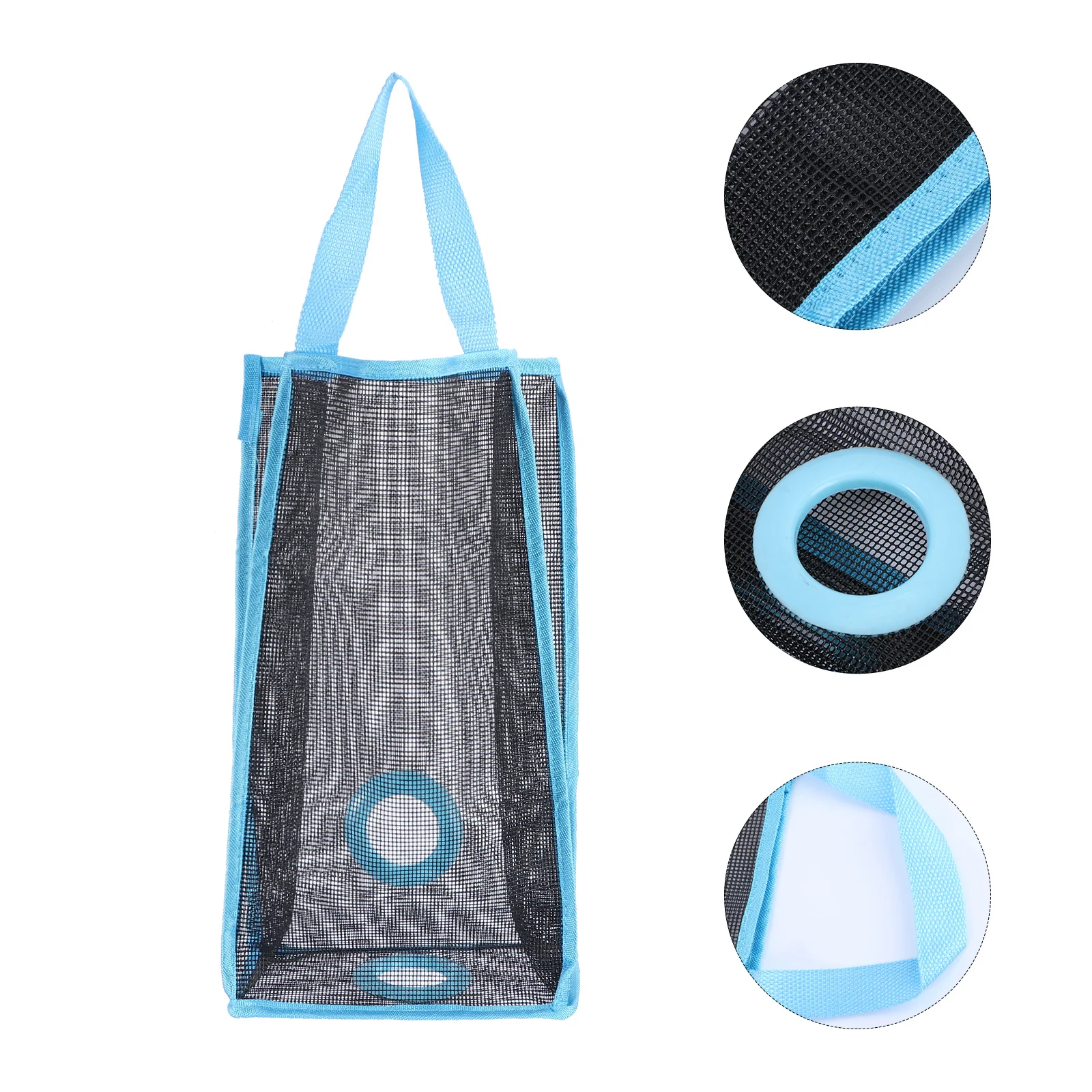 

Mesh Storage Bag For Kitchen Large Blue Hanging Organizer Side Bottom Openings Trash Bags Holder Recycling Container