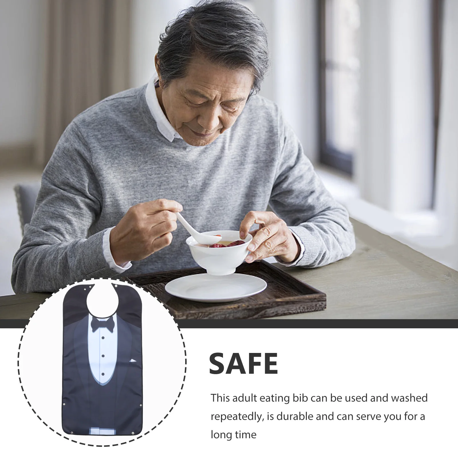 

Adult Eating Bib Reusable Waterproof Adjustable Senior Bib Long Burp Cloth For Elderly Men Women Daily Care Use Health Care