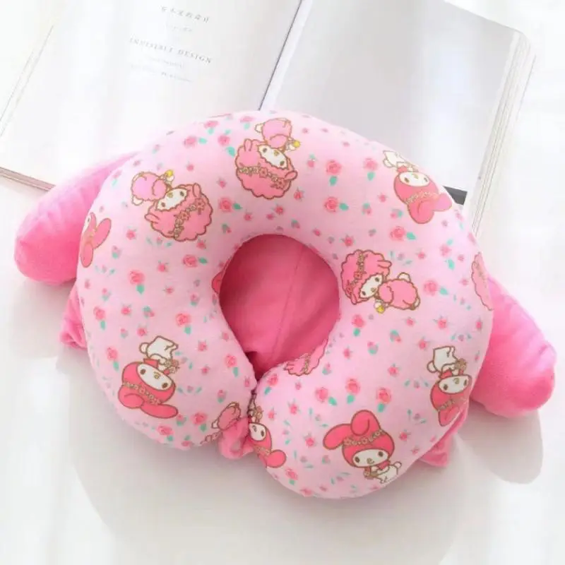 Sanrio – oreiller à capuche en forme de U, mignon, en forme de cannelle, pour le cou, pause midi, oreiller de sommeil, dessin animé, pour la maison, voyage, cadeaux
