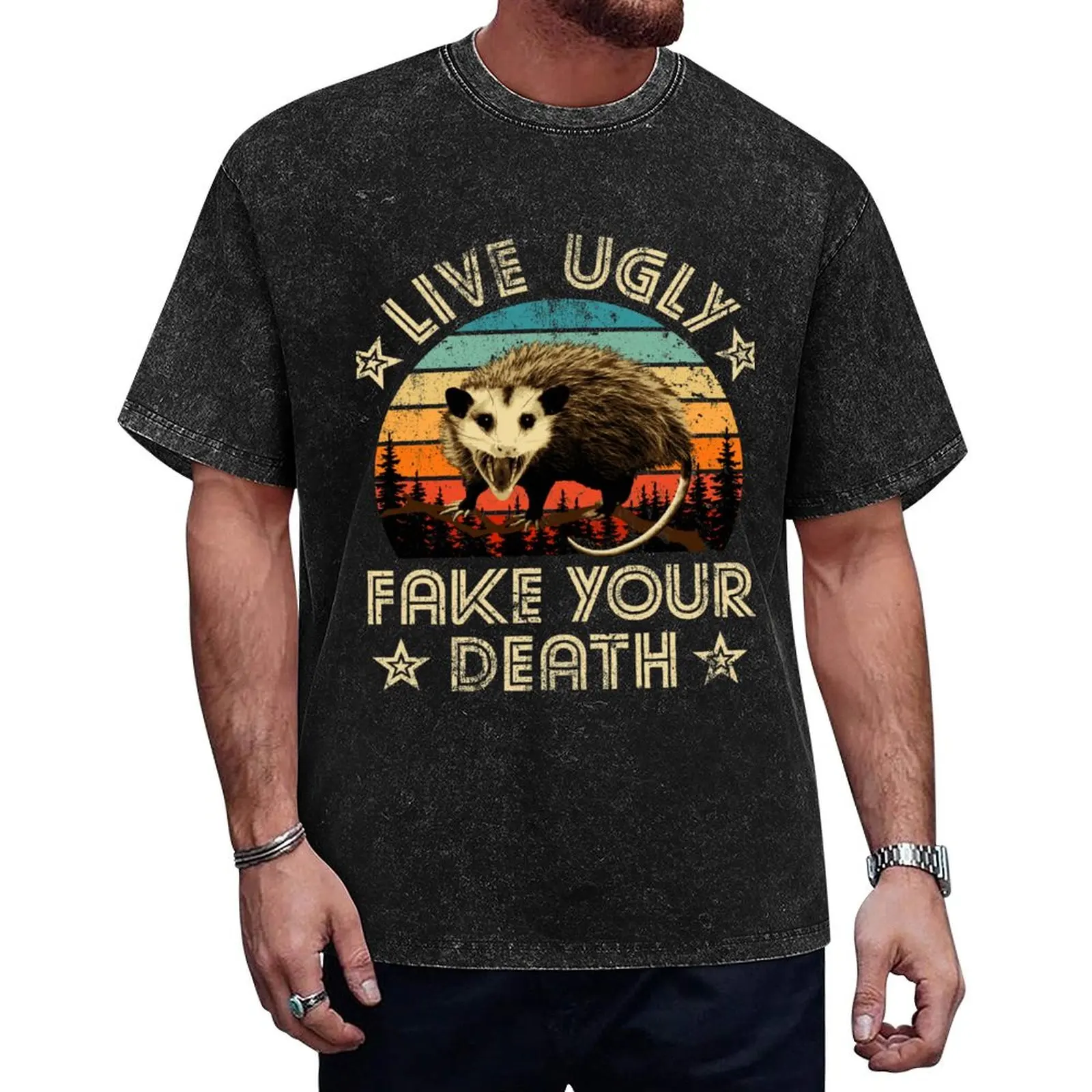 

Possum Live Ugly Fake Your Death Funny Vintage T-Shirt plus sizes anime tshirt shirts graphic tees graphics mens t shirt graphic