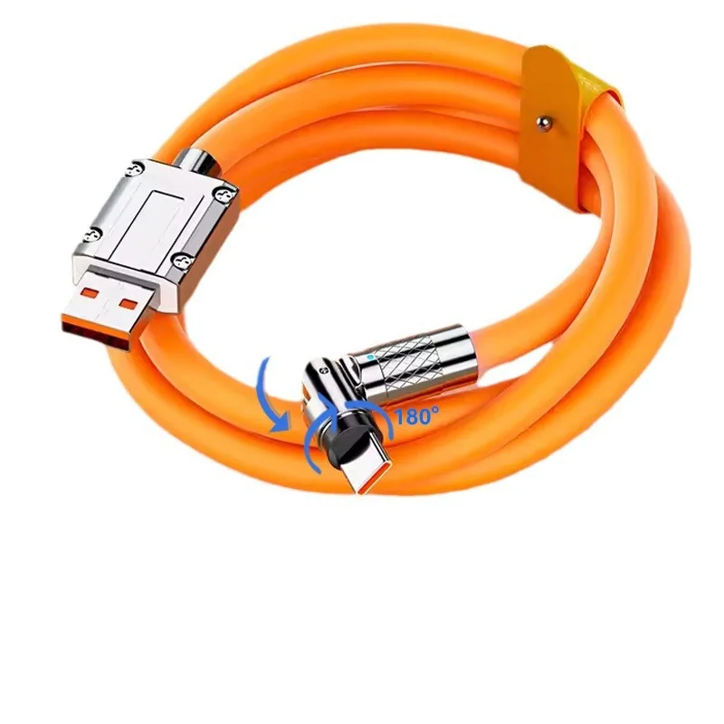 Câble USB C vers Type C 120 W à charge rapide 360 ° Cordon rotatif en silicone pour ligne de données iPhone/huawei/xiaomi 1/2M avec indicateur LED