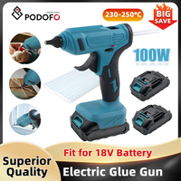 Podofo 100W Cordless Electric Glue Gun Battery Hot Melt Gun for 18V Lithium Battery for Doors and Windows Repairs Crafts DIY