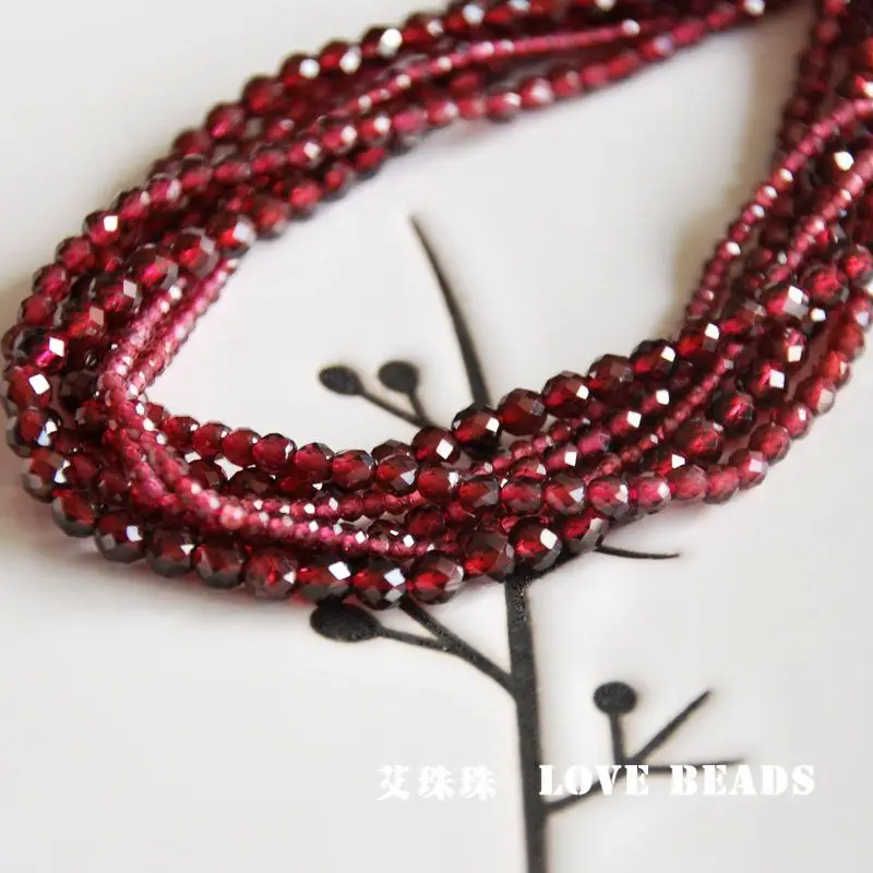 HEJI Half String!!! Natural Brazil Garnet Faceted Cut 2mm/3mm/4mm 7inch/18cm Tiny Seed Beads Jewelry Making DIY For Women