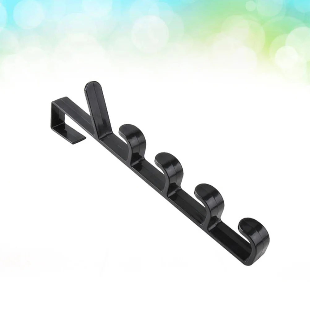

5-Peg Door Back Hanging Rack Premium Abs Resin Storage Hook For Bathroom Bedroom Kitchen Closet Organizer 27.7X9.5Cm Black