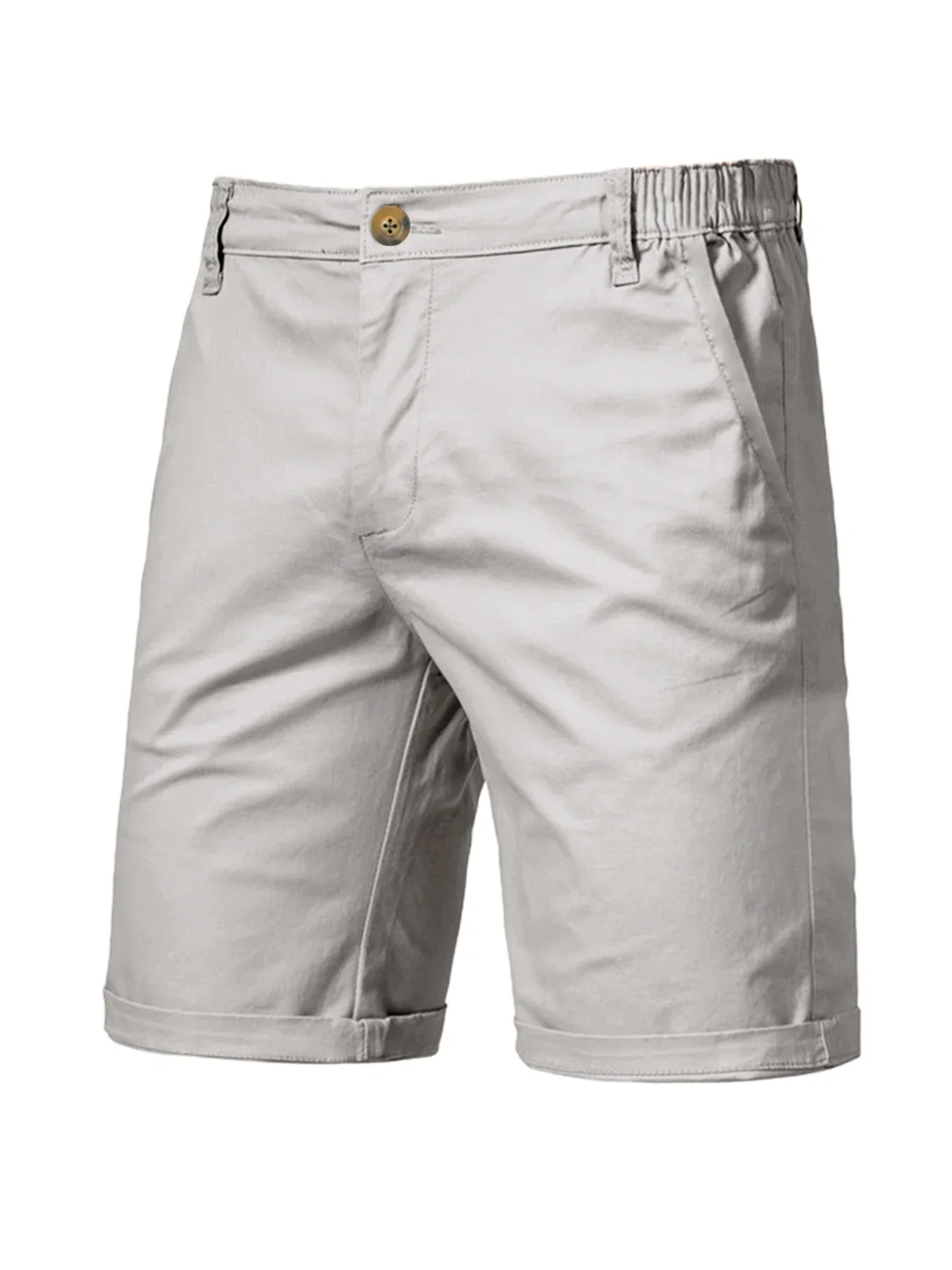 Herren-Cargo-Shorts, Sommer, elastische Taille, gerade Passform, einfarbig, lässige kurze Hose für Strand, Reisen, für den Außenbereich – Detail 7