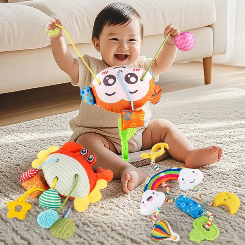 ของเล่นติดเบาะรถยนต์สำหรับเด็กอายุ 0-6 เดือน 1 ชิ้น, ของเล่นติดรถเข็นเด็กพร้อมคลิปหนีบใช้งานสะดวก, ของเล่นติดเบาะรถยนต์แบบแขวน อุปกรณ์เสริมสำหรับเด็ก, มีกระดิ่งในตัว