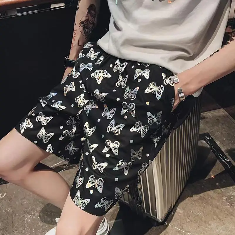 

2026 Trendy Graffiti Beach Shorts Men's Loose Ice Silk Five-Inch Summer Casual Thin Shorts