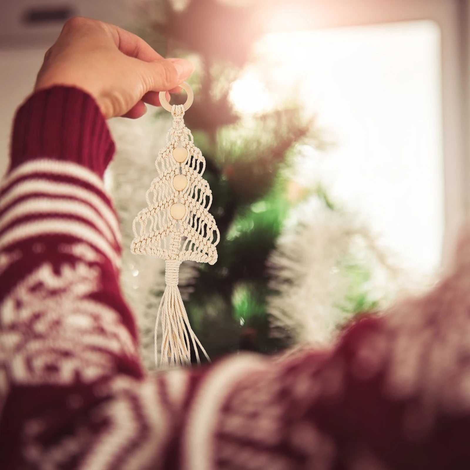 

1Pcs Christmas Tree Pendant Creative Hand Knitting Xmas Decoration Compact Size Festival Hanging Ornament Christmas Ornament