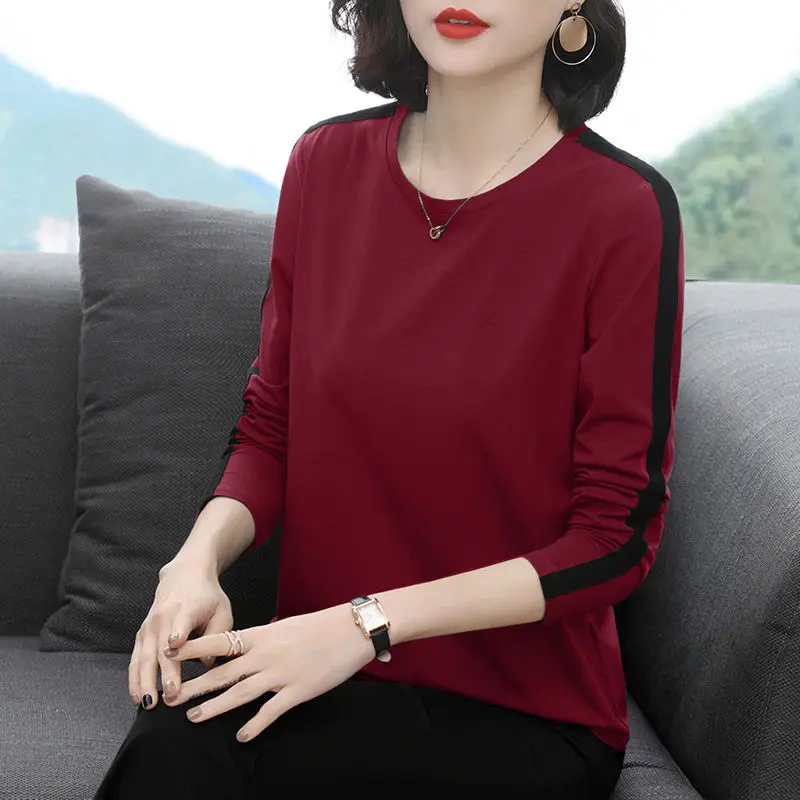 Long Sleeve Tees Shirt Women Fleece Thicken Plus Size Tops Casual Female Clothing Ladies Loose Round Collar Pullover Fall New