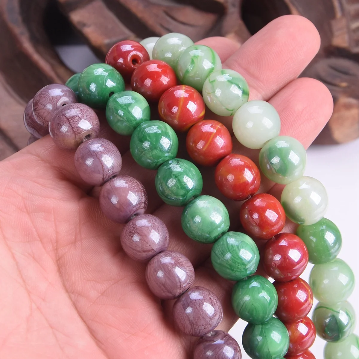 10pcs 14mm Round Jade Like Opaque Lampwork Glass Loose Crafts Beads For Jewelry Making DIY Bracelet Findings