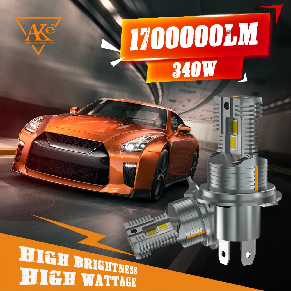 

H4 Canbus LED Headlight, 1:1 Plug and Play, H4 9003 HB2 Car Light Bulb, 1700000lm Low Beam High Beam, 3570 Chip 6000K Auto Lamp