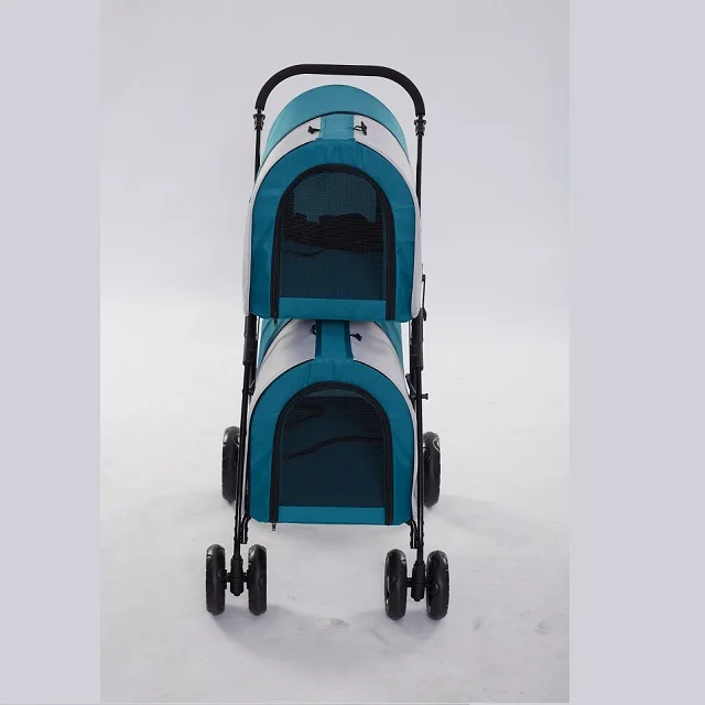 Wholesale Double Decker Stroller All Seasons With Weatherproof Cover Pet Suitable For Small Dogs Within 20kg