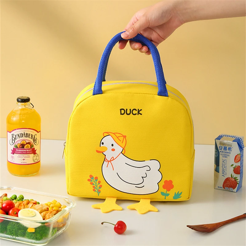 Cartoon Animal Portable Bento Lunch Bag Tote Thermal Food Storage Pouch for Women Kids Picnic Supplies Insulated Cooler Bags