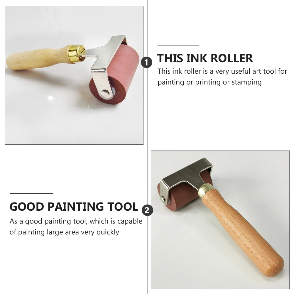 

Rubber Rollers Wooden H Paint Brush Applicator Oil Painting Tool Crafting Student Supplies Printmaking Roller