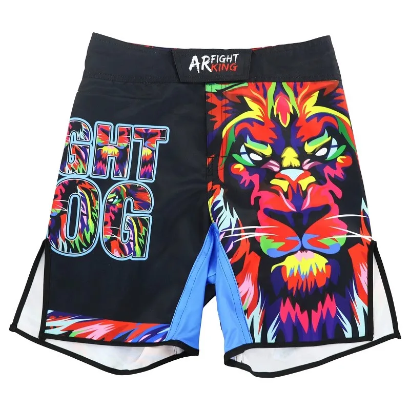 

Цветные шорты с изображением льва, ММА, борьба с тай-тай, бокс, тренировочные брюки для занятий спортом, пляжный фитнес, шорты для бега для джиу-джитсу
