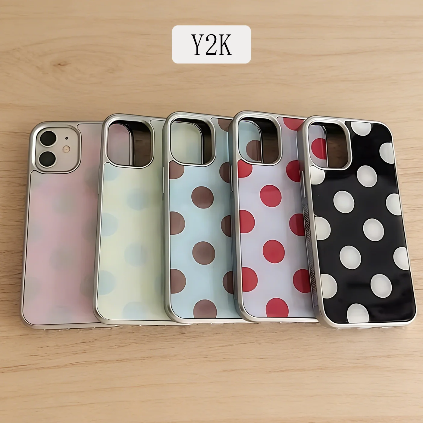 Coque de téléphone coréenne à pois pour iPhone 17 16e 16 15 14 13 12 11 Air Pro Max X XR XSMAX 8 7 Plus – Housse arrière souple transparente de luxe