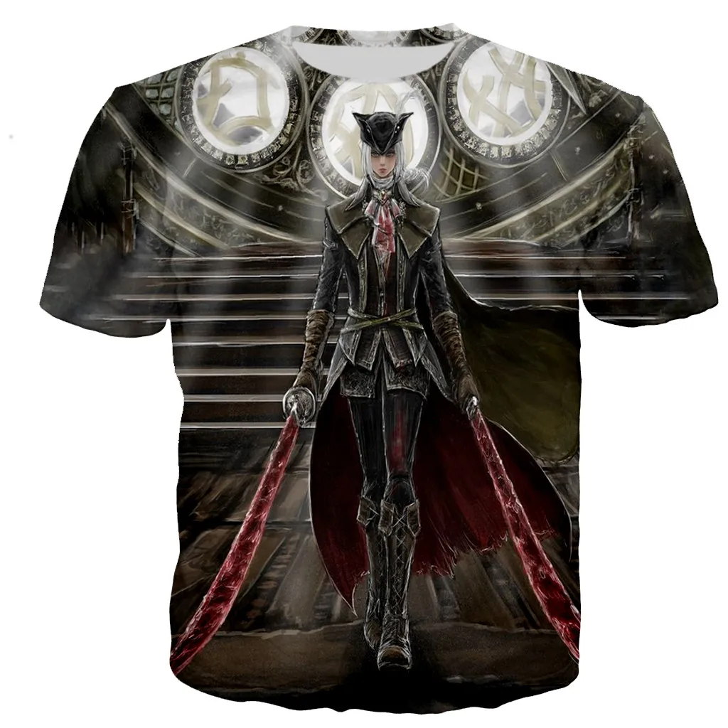 Summer Bloodborne Lady Maria T-Shirts Game 3D Print Streetwear Men Women Casual Fashion Oversized T Shirt Kids Tees Tops Clothes