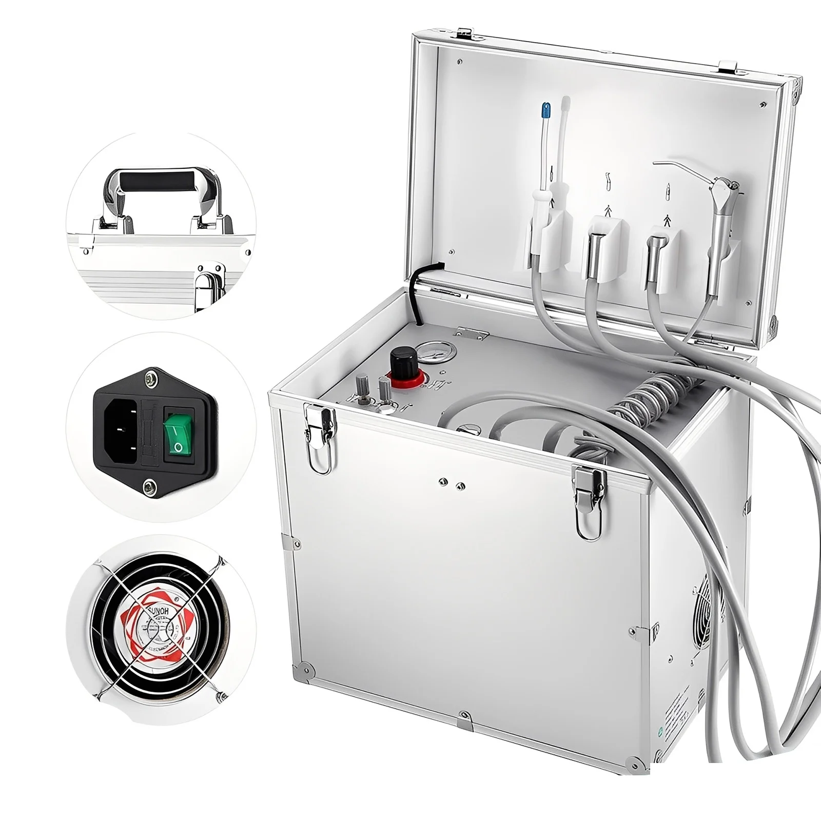 

Dental Portable Mobile Delivery Unit Air Compressor Treatment Unit Case 4Hole