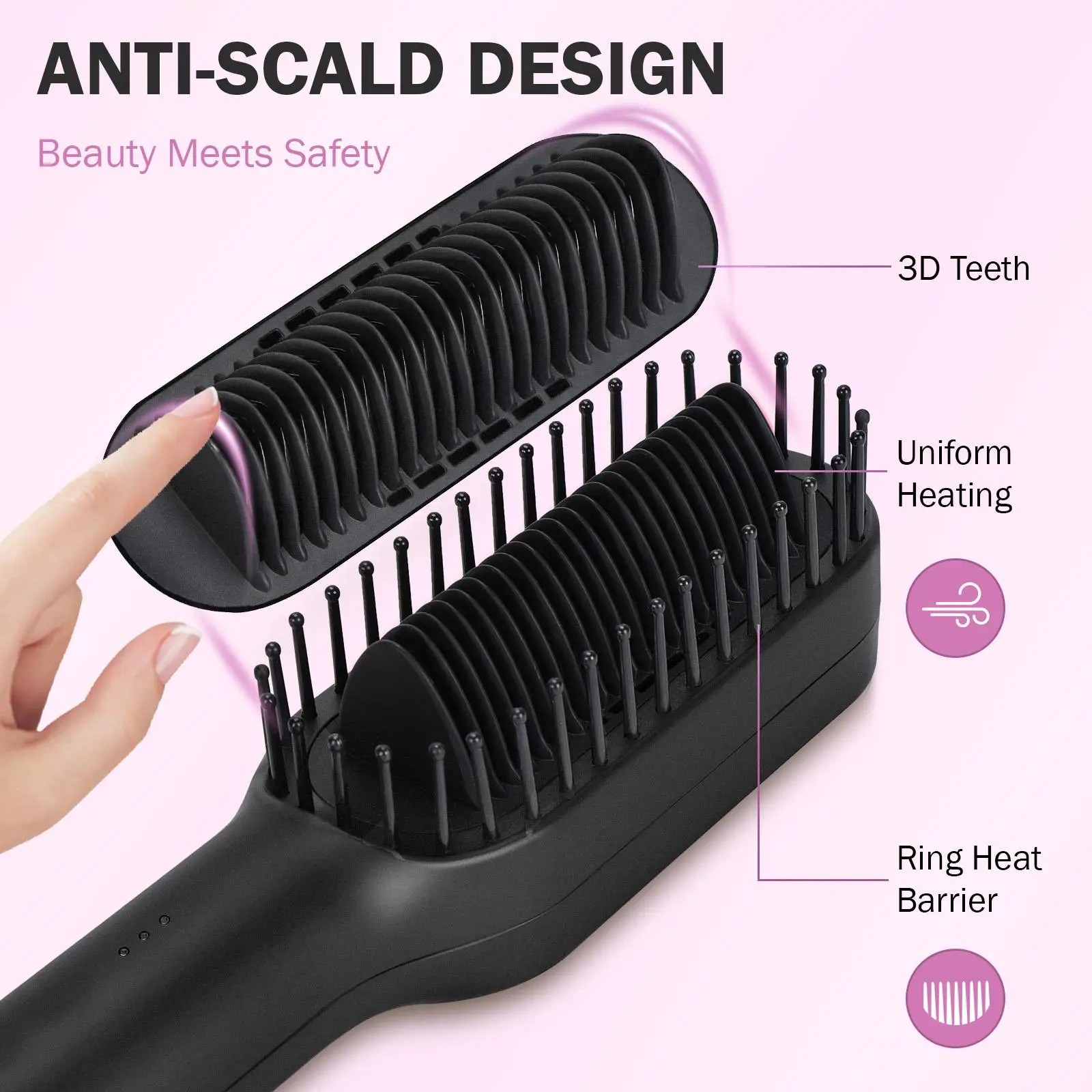 Negative Ions Hair Straightener Brush Black Rose Red Anti Scald Anti Heat Damage Fast Heating Double Voltage 2 in 1 Hair