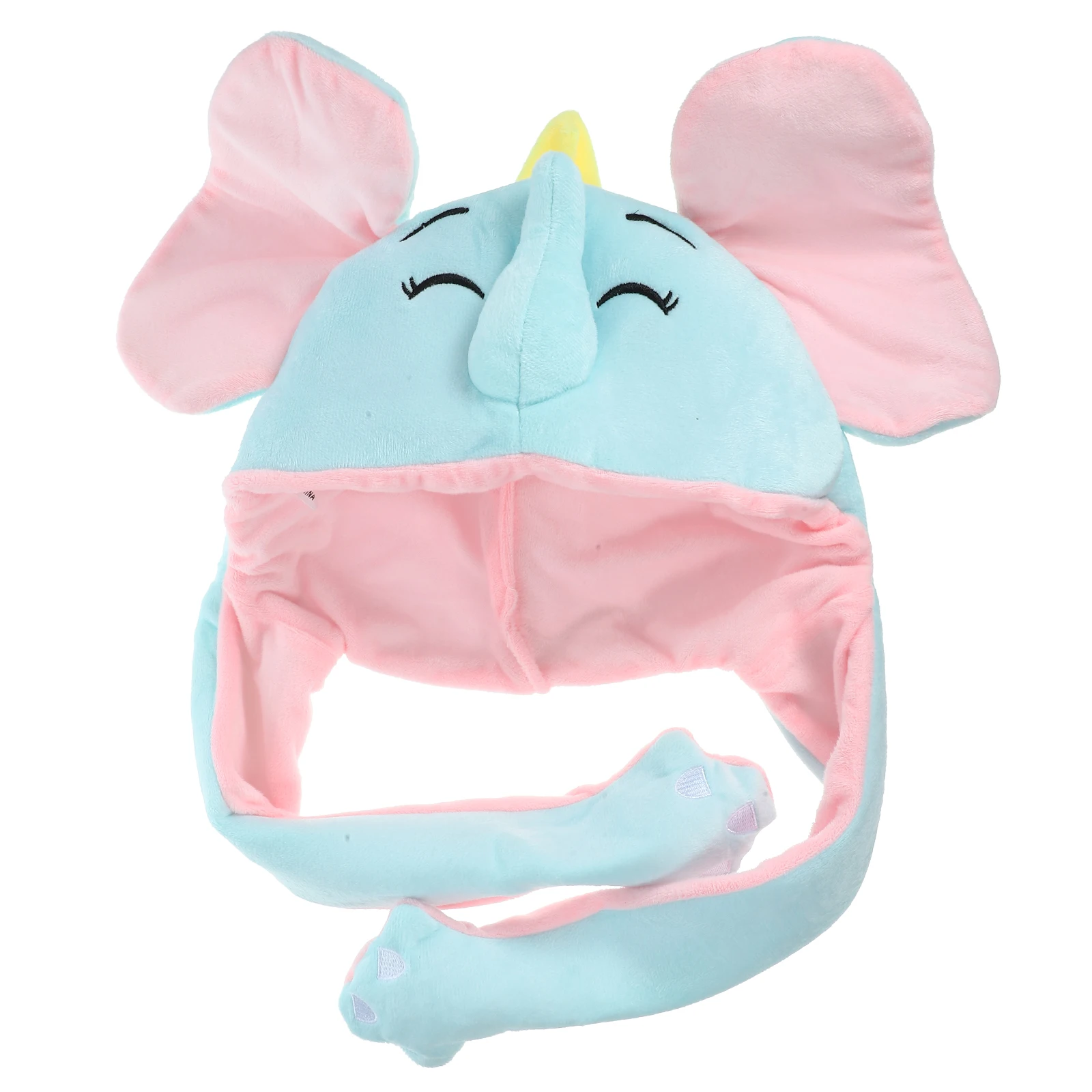 

Elephant Headgear Hat Moving Ears Blue Furry Adult Decor Cosplay Cartoon Prop Costume Accessory Party Hat Baby Women Men Kids
