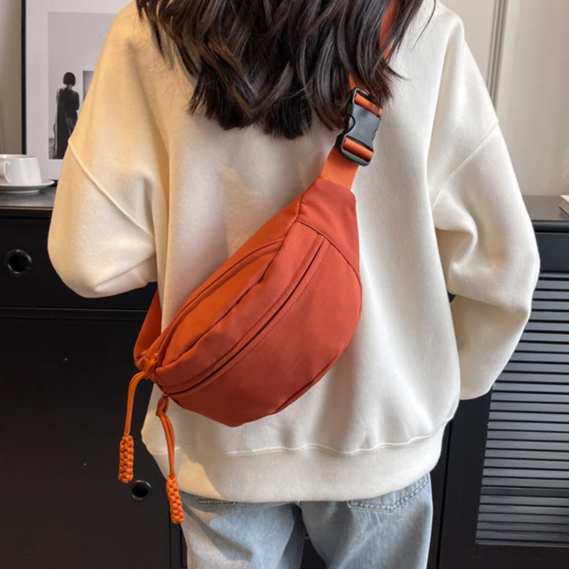 Chest Bag Banana Bag For Women Sling Crossbody Waist Pack Canvas Running Waist Bag Casual Fanny Packs Sport Half Moon Belt Bag