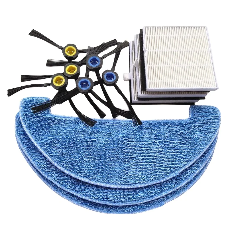 Filtro hepa escova lateral, pano de limpeza para aspirador de pó robótico ilife x750 v8s v80 v8c/v85/v8e/v8 plus