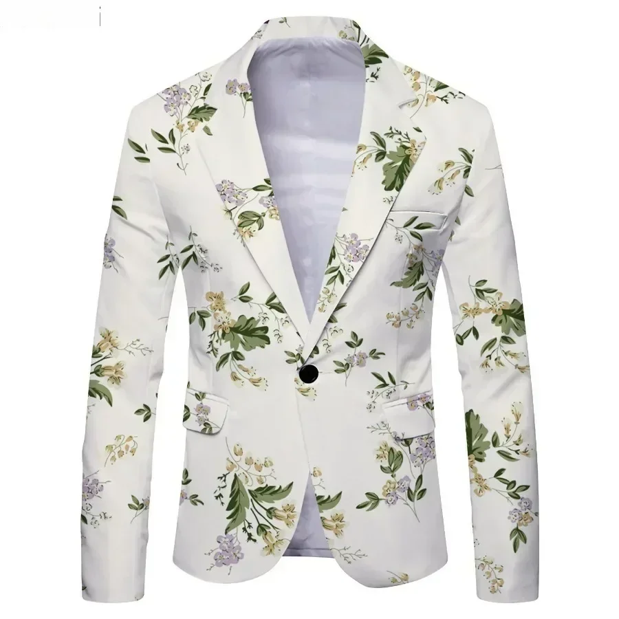 Men's Slim Fit Blazers Jacket Fashion Gradient Print Suit Coats Man Trend Streetwear Casual Party Stage Prom Costume Male