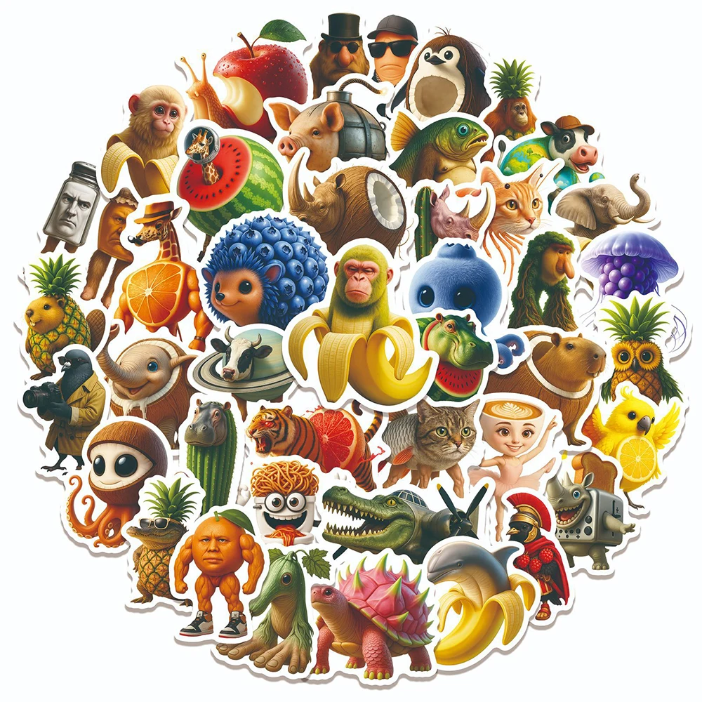 

10/30/60pcs Funny Abstract Animal Meme Stickers Tung Tung Sahur Italian Brainrot Decals DIY Luggage Phone Kid Sticker Toys