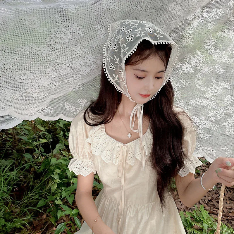 

Кружевной шарф-косынка, художественный и нежный шарф в лесном стиле, маленький шарф на шею, декоративный аксессуар, в стиле интернет-знаменитостей