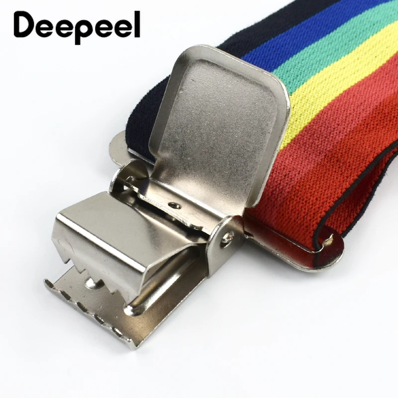 1 قطعة 5 سنتيمتر واسعة قوس قزح الرجال الحمالات السراويل X-نوع 4-مقاطع شماعات حزام مطاط الكبار تسخير رجل الأقواس حزام رياضي اكسسوارات