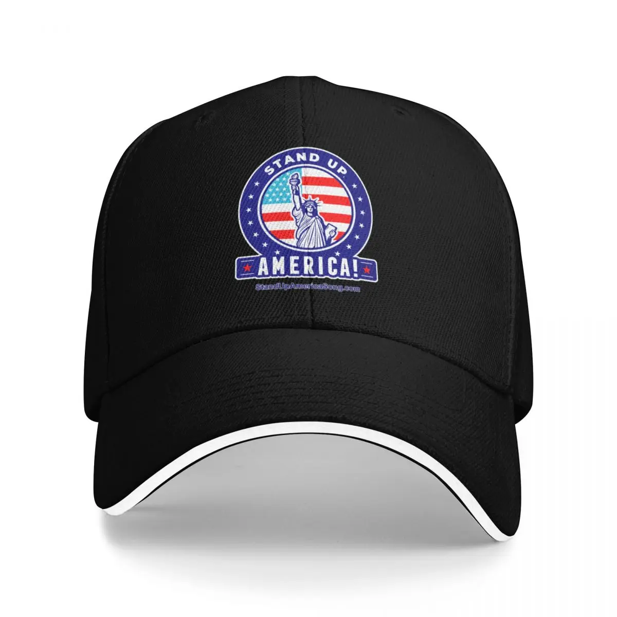 Stand Up, America! with slogan for Large Prints mostly for dark backgrounds Baseball Cap hats on offer Hip Hop Girl Men's