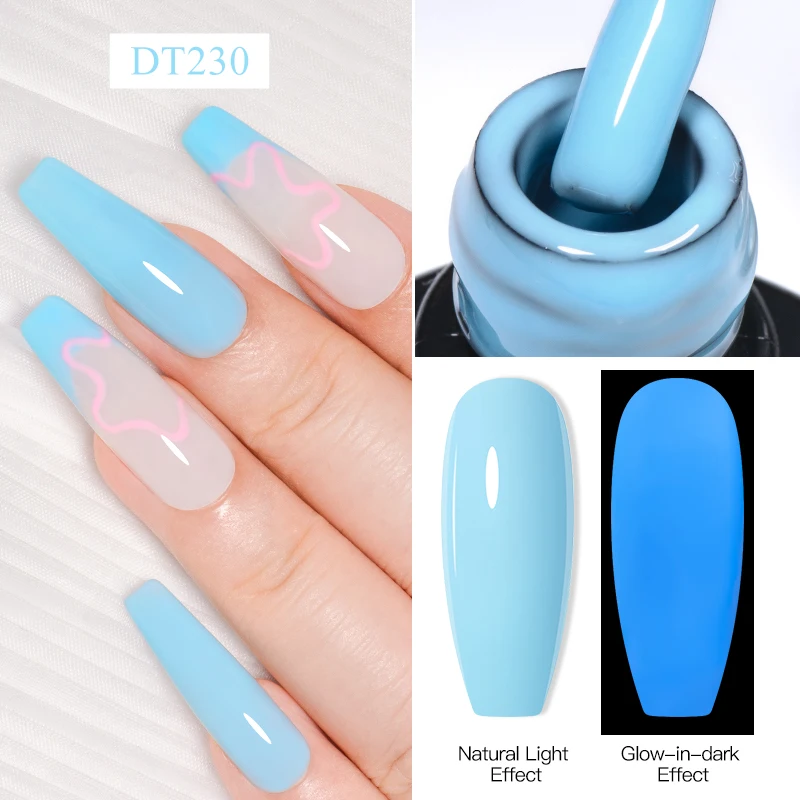 MEET ACROSS 7ml Luminous Candy Gel Nail Polish Macaron Series Glow-in-dark Semi Permanent Soak Off UV Gel Nail Art For Manicure