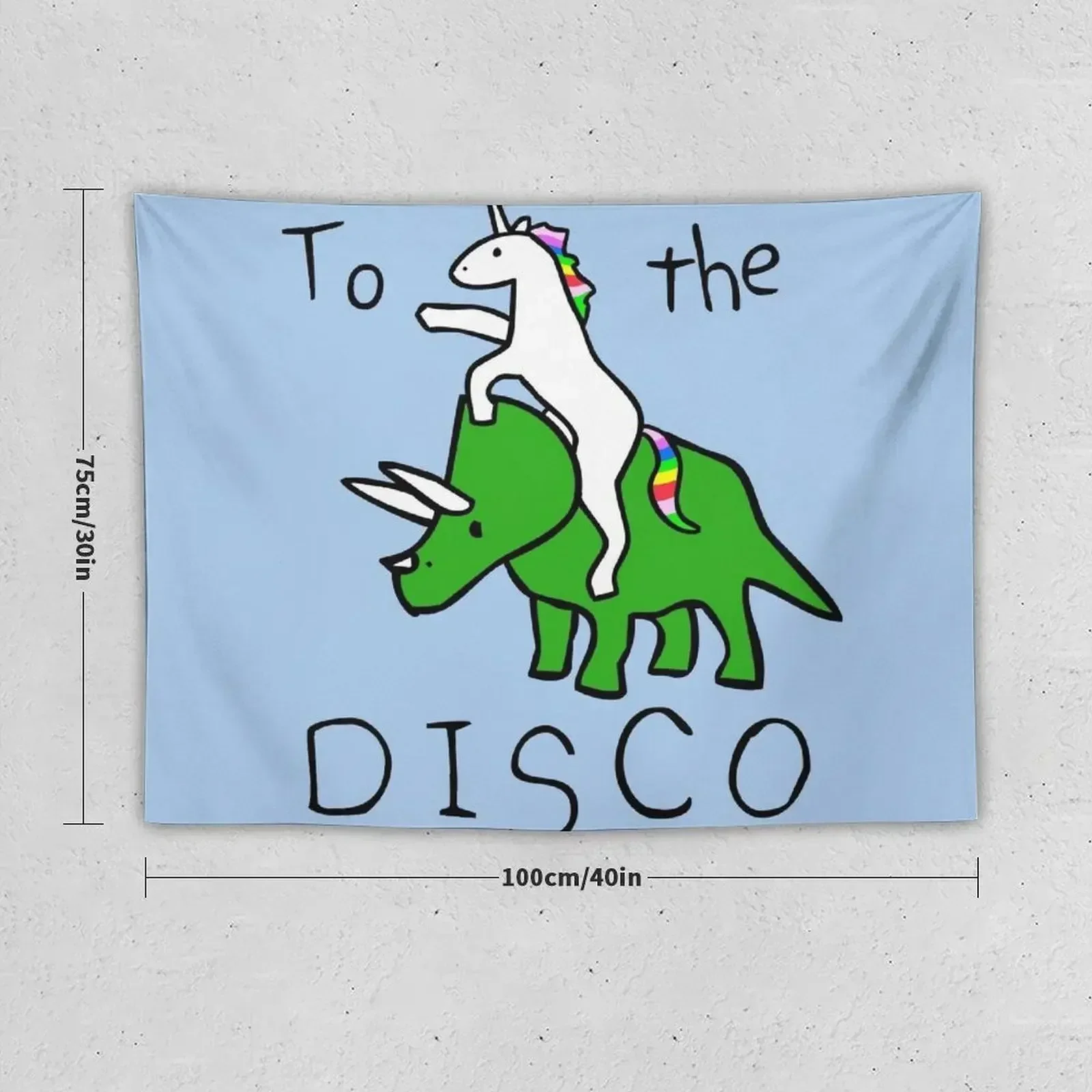 To The Disco (Unicorn Riding Triceratops) Tapestry Home Decorators Decorations For Room Tapestry