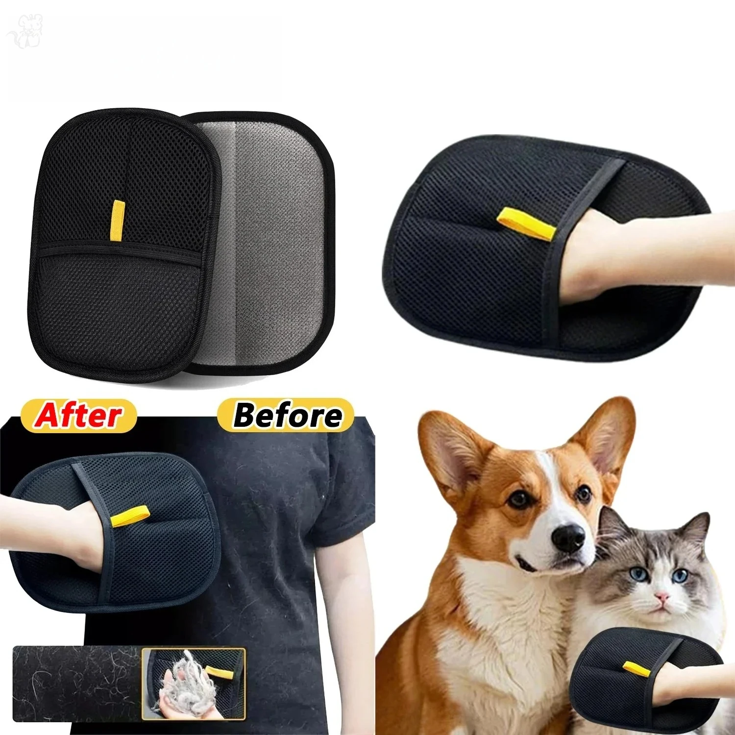 Outil d'épilation pour animaux de compagnie, gants d'élimination statique réutilisables, gants de toilettage Double face pour animaux de compagnie, élimine les poils de fourrure d'animaux pour tapis