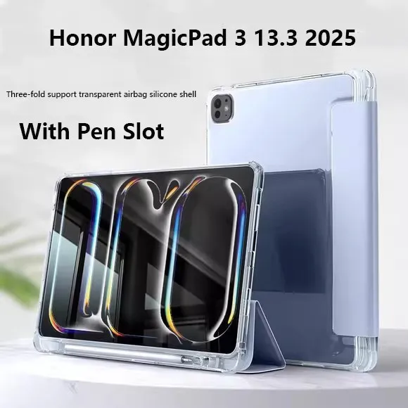 

Прозрачный чехол из ТПУ для Honor MagicPad 3 13,3 дюйма 2025 Pad 10 9 12,1 GT Pro 12,3 MagicPad 2 GT 11,5 X9a V9 X8a X9 с слотом для ручки