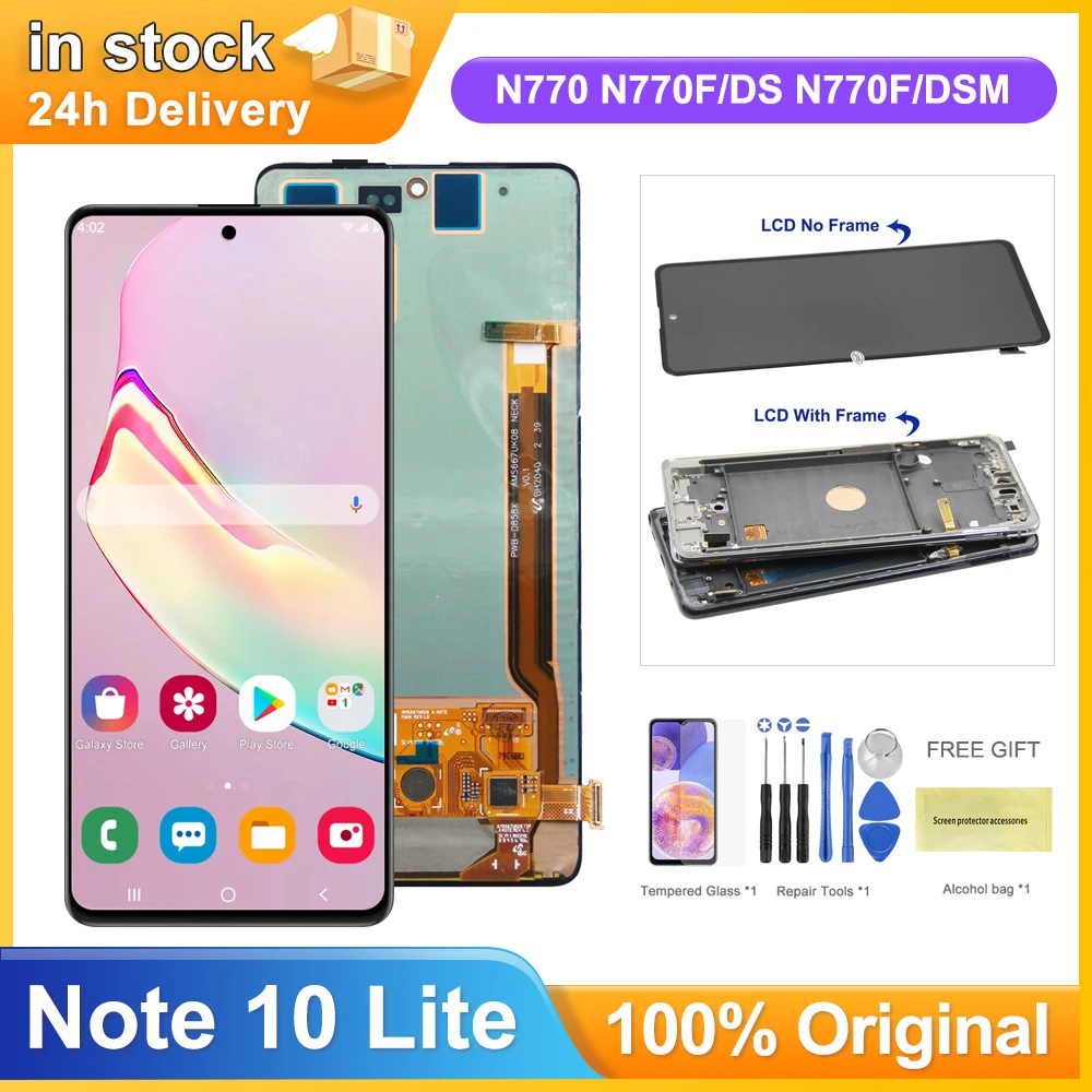 Top Super AMOLED 6.7'' Display for Samsung Galaxy Note 10 Lite N770 N770F Lcd Display Touch Screen Digitizer Assembly