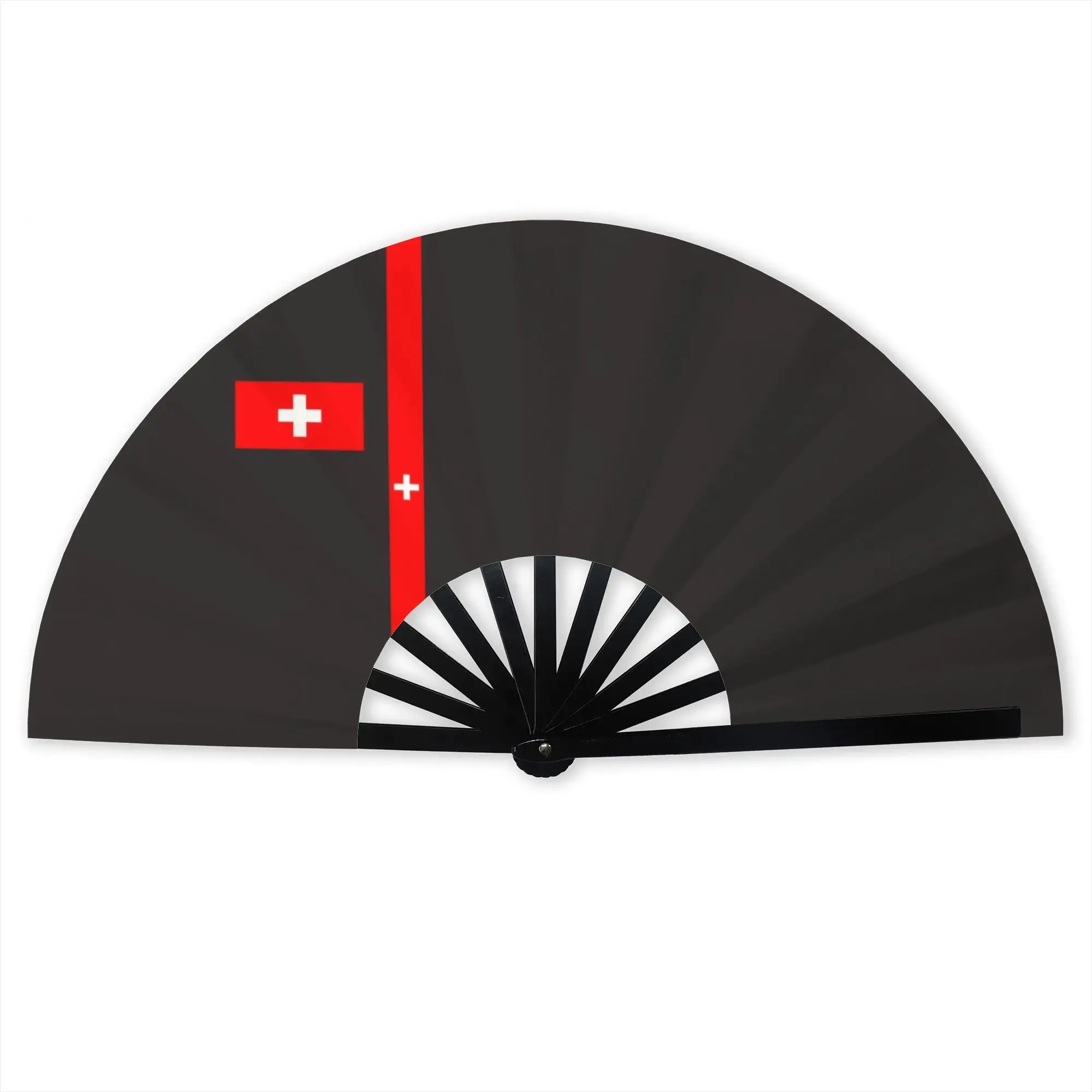 Switzerland Flag Portable Pocket Fan Camping Swiss Cross Folding Fan Chinese Dance Cooling Handheld Fans
