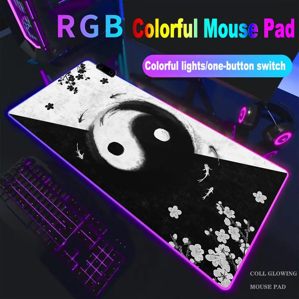 

XAXC Japanese Desk Mats Fish Mousepad Black Gold Large Gaming Deskmat Kawaii Mouse Pad Office Desks Decor Anime Aesthetics Table