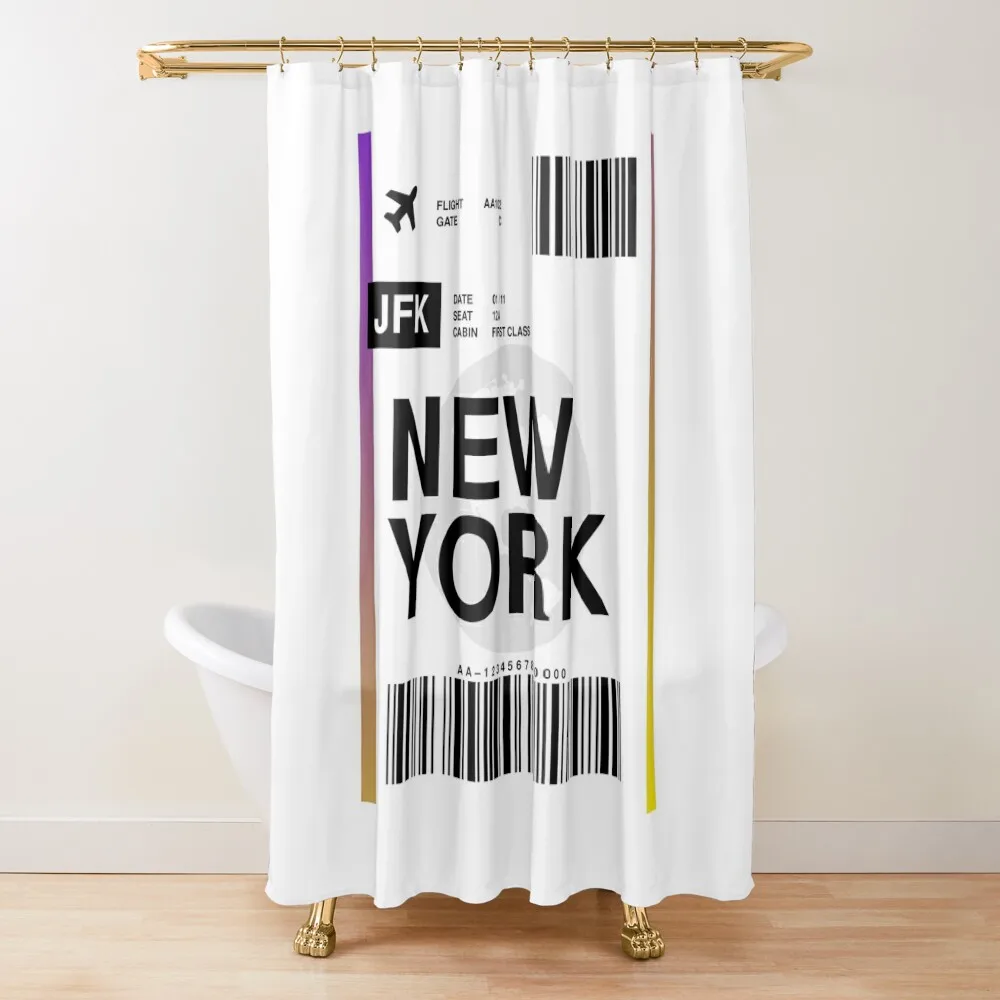 

New York Boarding Pass Shower Curtain Bathroom Fabric Bathroom Shower Set Bathroom Shower Curtain