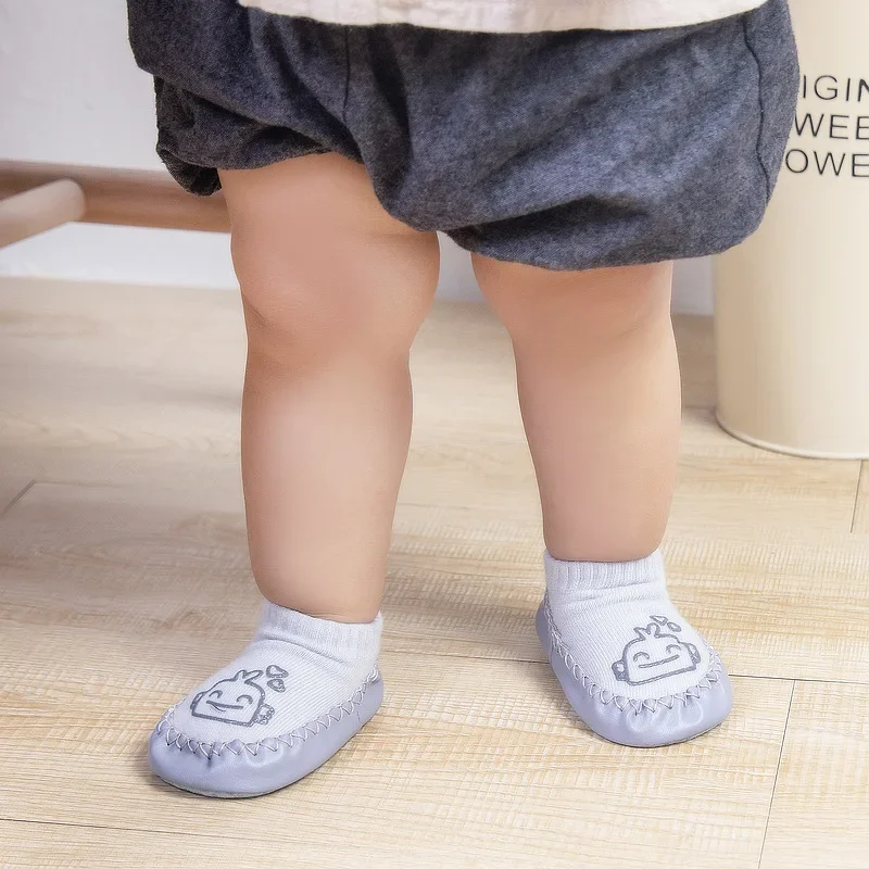 Newborn Baby Socks with Rubber Soles Infant Baby Girls Boys Autumn Winter Kids Floor Socks Shoes Anti Slip Soft Sole Sock Shoes