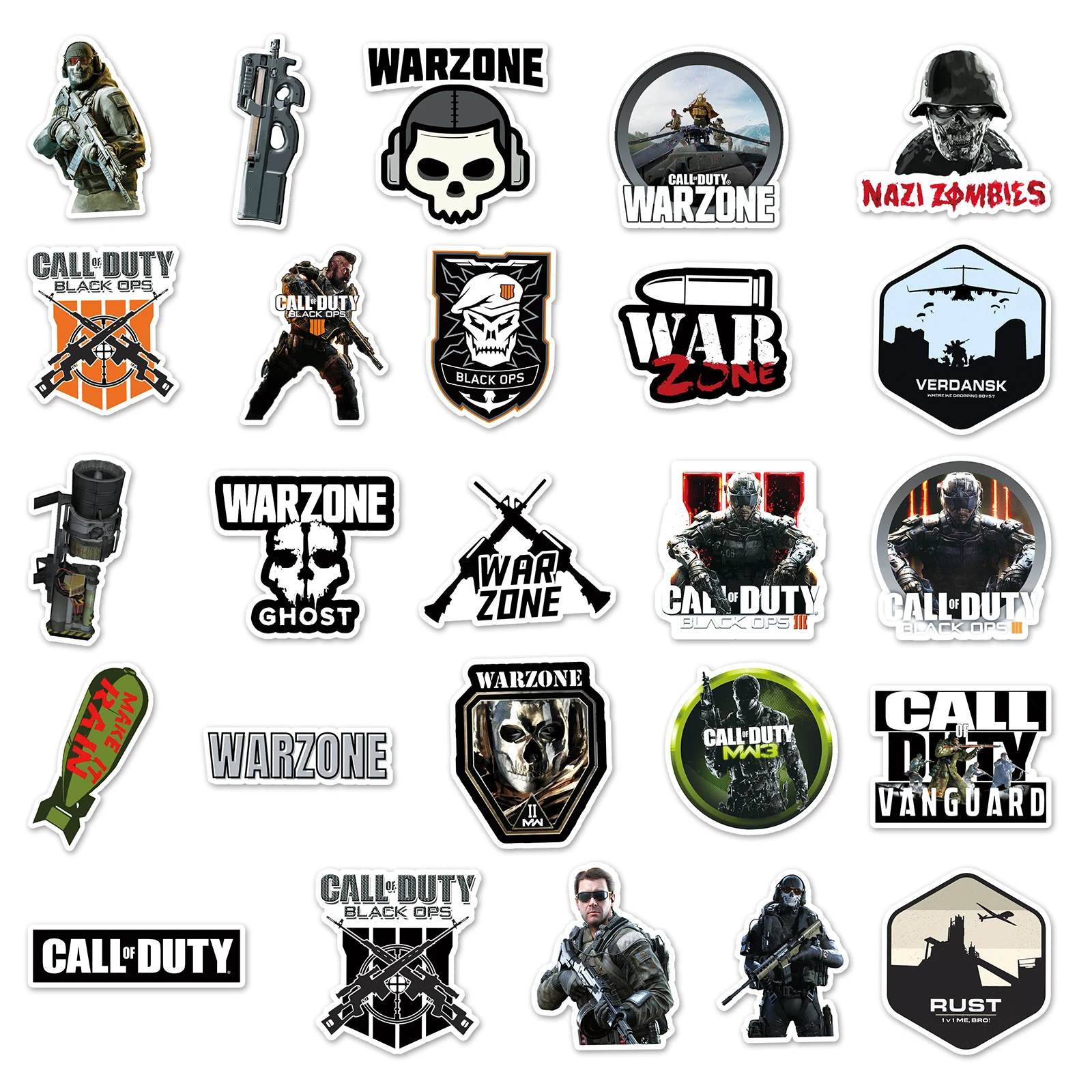 10/30/50PCS Cool Call of Duty COD Stickers Graffiti Decal Phone Suitcase Laptop Skateboard PVC DIY Classic Toy Decoration Gift