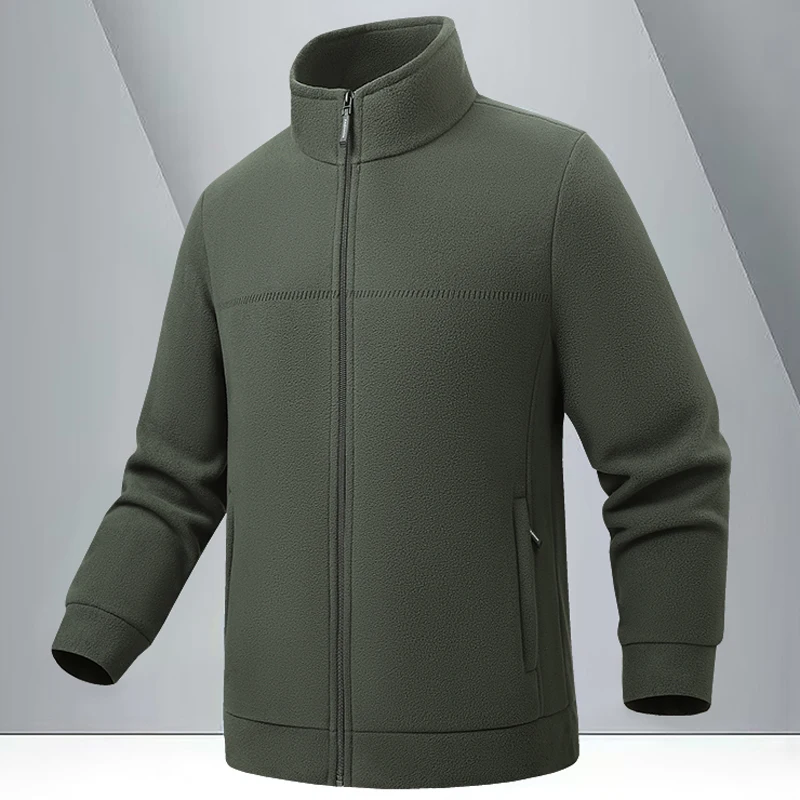 Composite lambswool Casual jacket Men fleece-lined thick coat autumn winter polar fleece jacket, men's double-sided fleece Coat