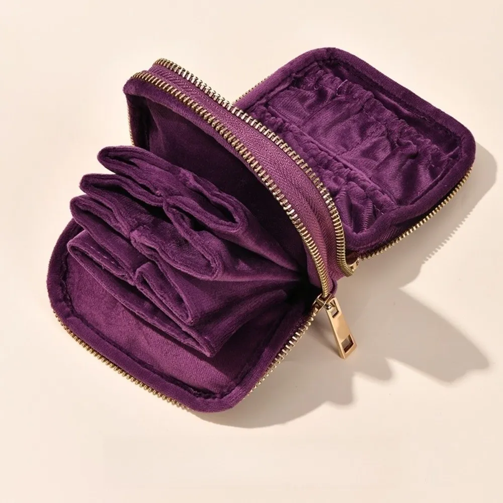 Double Layer Jewelry Pouch for Travel Small Soft Velvet Jewelry Organizer with Separate Compartments Portable Jewelry Case