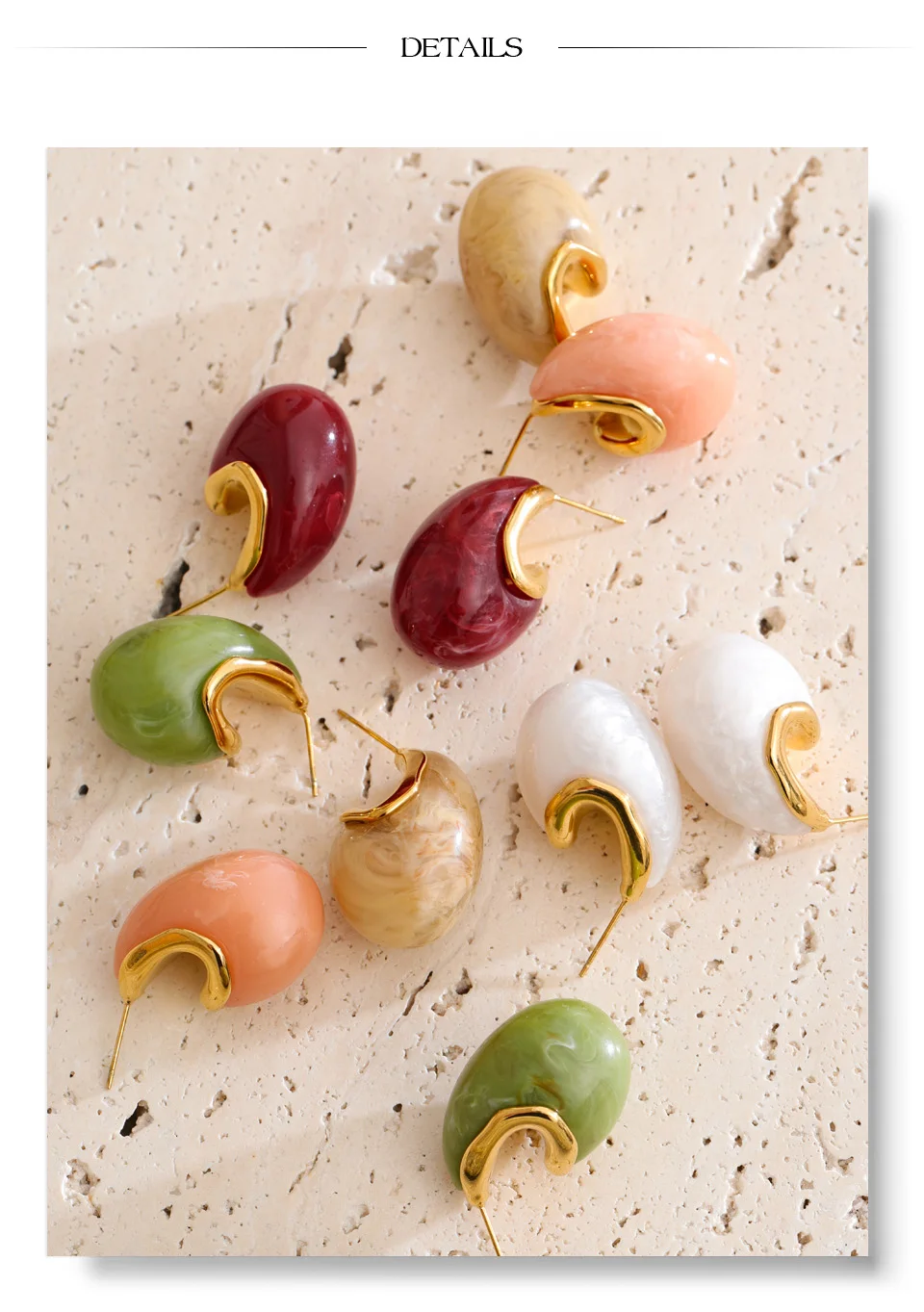 Yhpup Mehrfarbige Fröhliche Bonbon-Acrylharz-Tropfenohrringe Trendiger Edelstahl Goldener Sommer-Modeschmuck – Detail 9