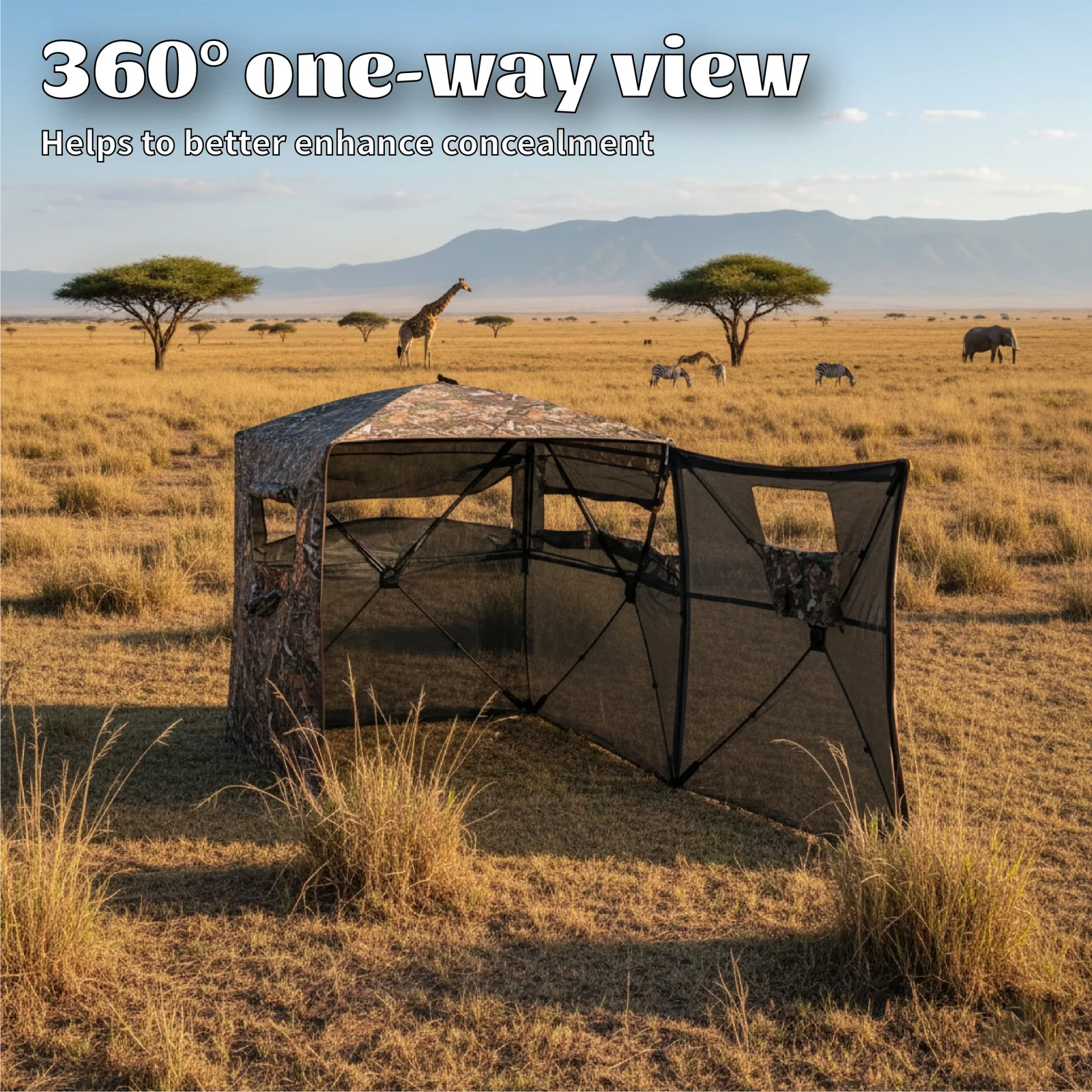 Camouflage Pop-Up Hunting Blind Easy Setup Ground Shelter Outdoor Camo Blind with Storage for Deer Turkey Duck Archery Season