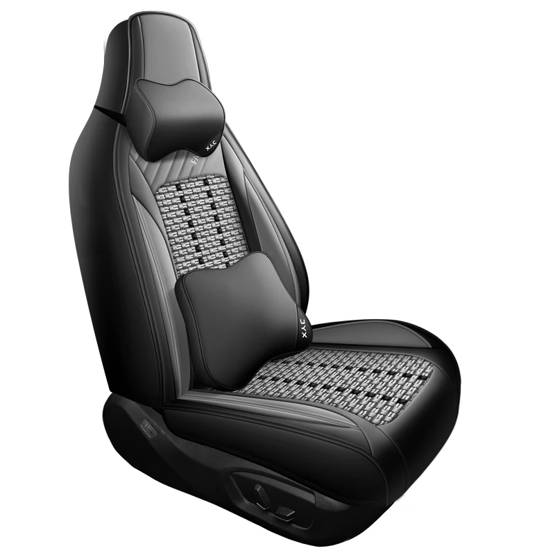 

Front single-seat seat cover, made of ice silk with headrest and lumbar support, suitable for models with one-piece head seats