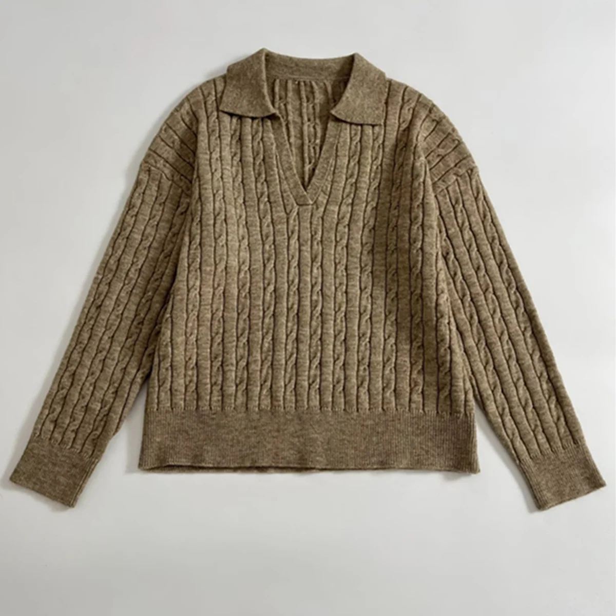 

Maxdutti скандинавская женская одежда, минималистичный жаккардовый пуловер с воротником-поло, топы, свитер, женский свитер, трикотаж, женская одежда