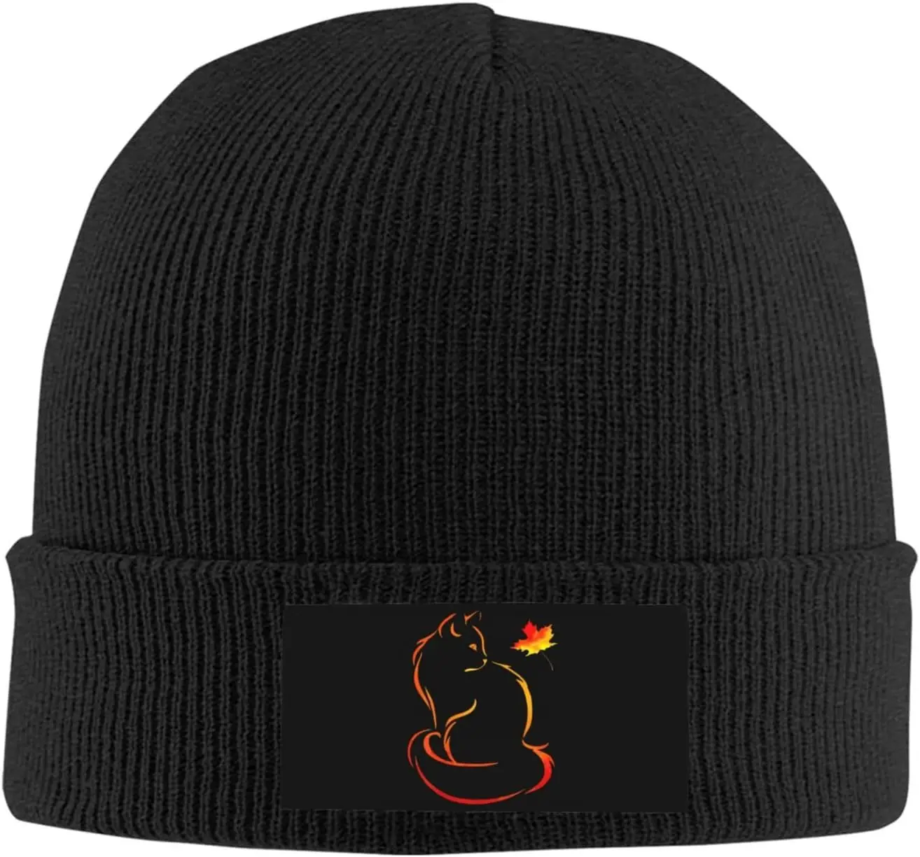 Cute Colorful Cat Maple Leaves Funny Knit Hats for Men and Women Beanie Winter Soft Cozy Warm Stretch Thick Trendy Beanies Hats